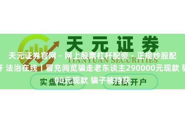 天元证券官网 - 网上股票杠杆配资 - 正规炒股配资如何杠杆 法治在线丨冒充阅览骗走老东谈主290000元现款 骗子被持获