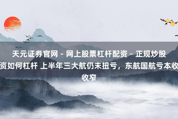天元证券官网 - 网上股票杠杆配资 - 正规炒股配资如何杠杆 上半年三大航仍未扭亏，东航国航亏本收窄