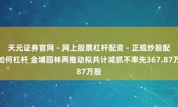 天元证券官网 - 网上股票杠杆配资 - 正规炒股配资如何杠杆 金埔园林两推动拟共计减抓不率先367.87万股