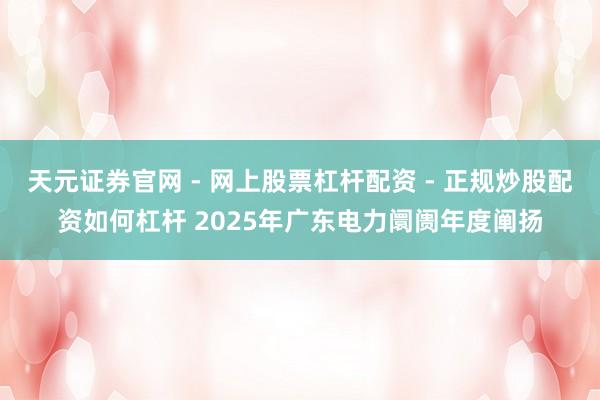 天元证券官网 - 网上股票杠杆配资 - 正规炒股配资如何杠杆 2025年广东电力阛阓年度阐扬