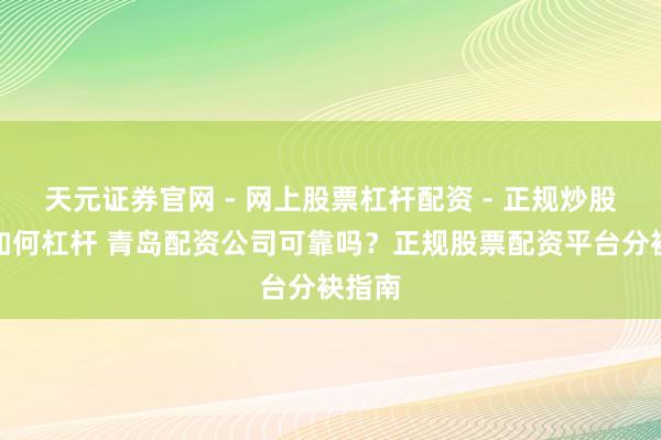 天元证券官网 - 网上股票杠杆配资 - 正规炒股配资如何杠杆 青岛配资公司可靠吗?正规股票配资平台分袂指南