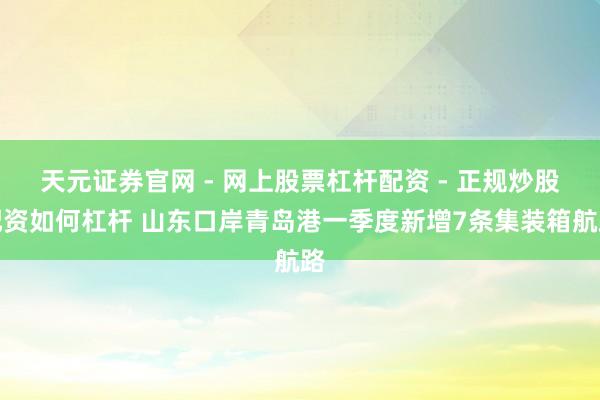 天元证券官网 - 网上股票杠杆配资 - 正规炒股配资如何杠杆 山东口岸青岛港一季度新增7条集装箱航路
