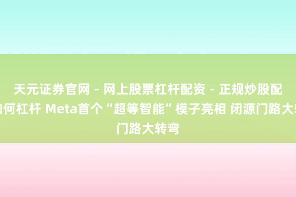 天元证券官网 - 网上股票杠杆配资 - 正规炒股配资如何杠杆 Meta首个“超等智能”模子亮相 闭源门路大转弯
