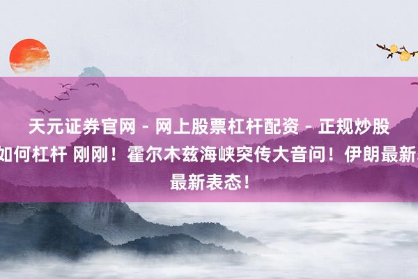 天元证券官网 - 网上股票杠杆配资 - 正规炒股配资如何杠杆 刚刚！霍尔木兹海峡突传大音问！伊朗最新表态！