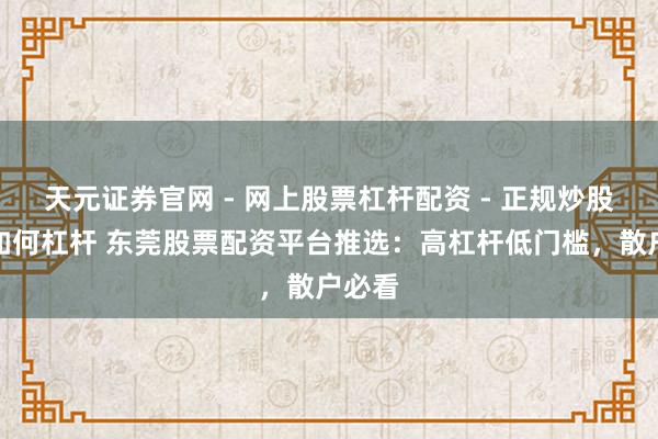 天元证券官网 - 网上股票杠杆配资 - 正规炒股配资如何杠杆 东莞股票配资平台推选：高杠杆低门槛，散户必看