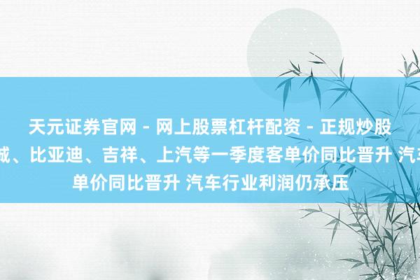 天元证券官网 - 网上股票杠杆配资 - 正规炒股配资如何杠杆 长城、比亚迪、吉祥、上汽等一季度客单价同比晋升 汽车行业利润仍承压