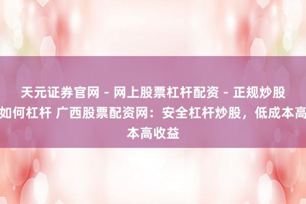 天元证券官网 - 网上股票杠杆配资 - 正规炒股配资如何杠杆 广西股票配资网:安全杠杆炒股,低成本高收益