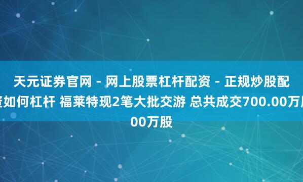 天元证券官网 - 网上股票杠杆配资 - 正规炒股配资如何杠杆 福莱特现2笔大批交游 总共成交700.00万股
